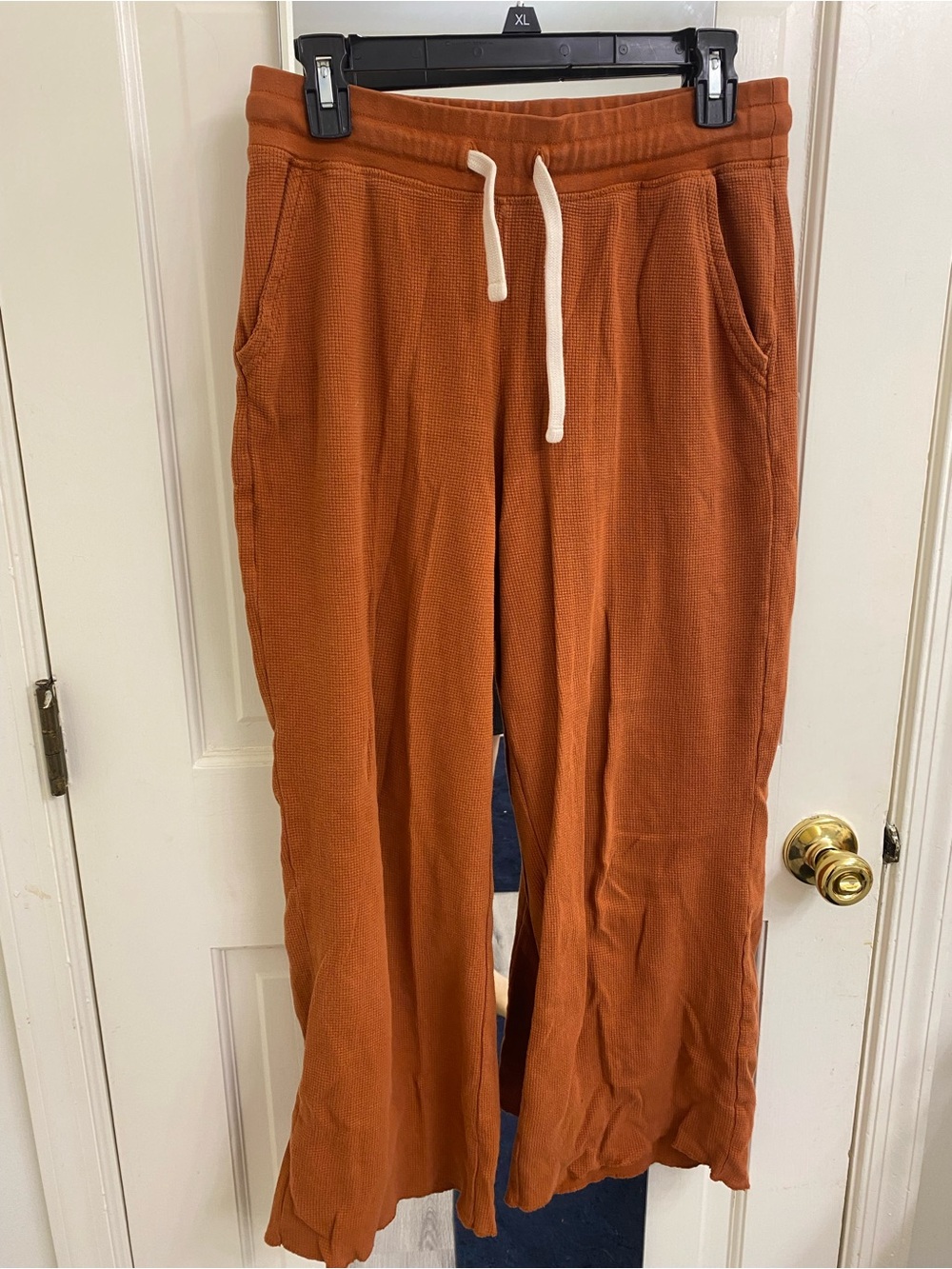 Pact Men's Rust Orange Drawstring Waffle-Knit Joggers